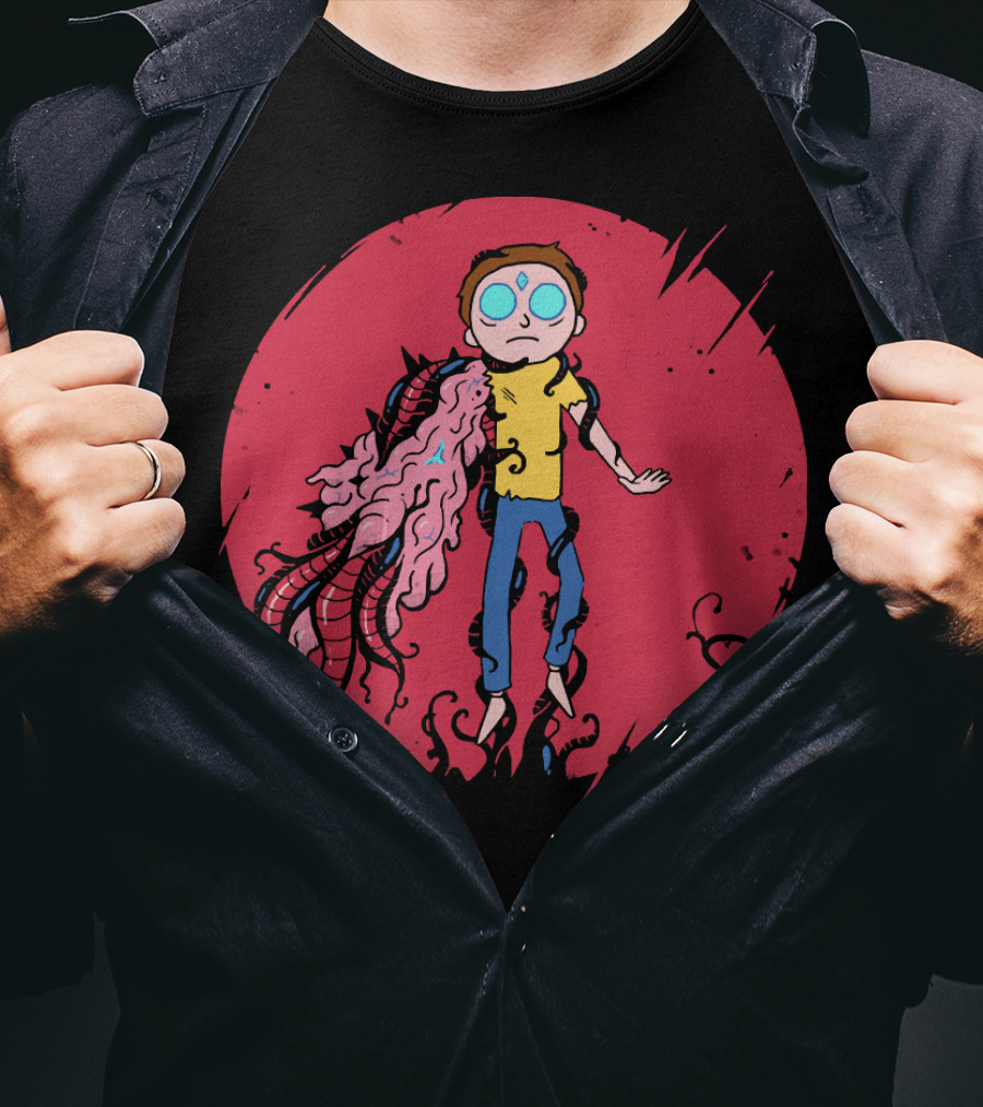 Anime Morty Tentacle Transformation Red Circle Background T-Shirt
