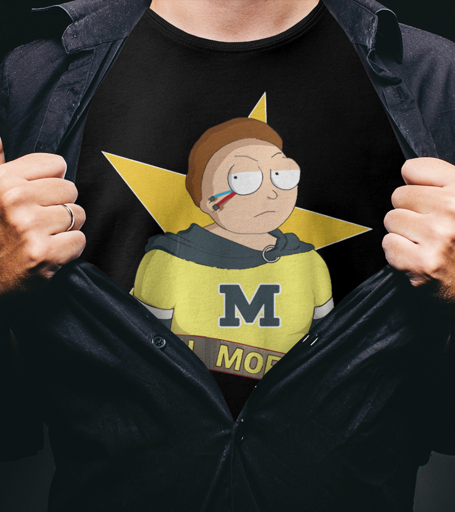 Evil Morty M Star Patch And Scroll Banner T-Shirt