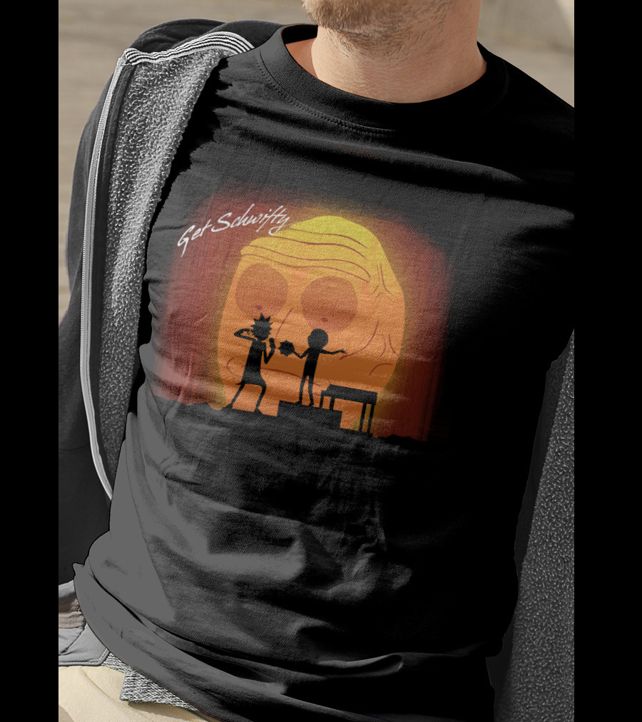 Get Schwifty Rick And Morty Concert Silhouette Against Giant Head T-Shirt