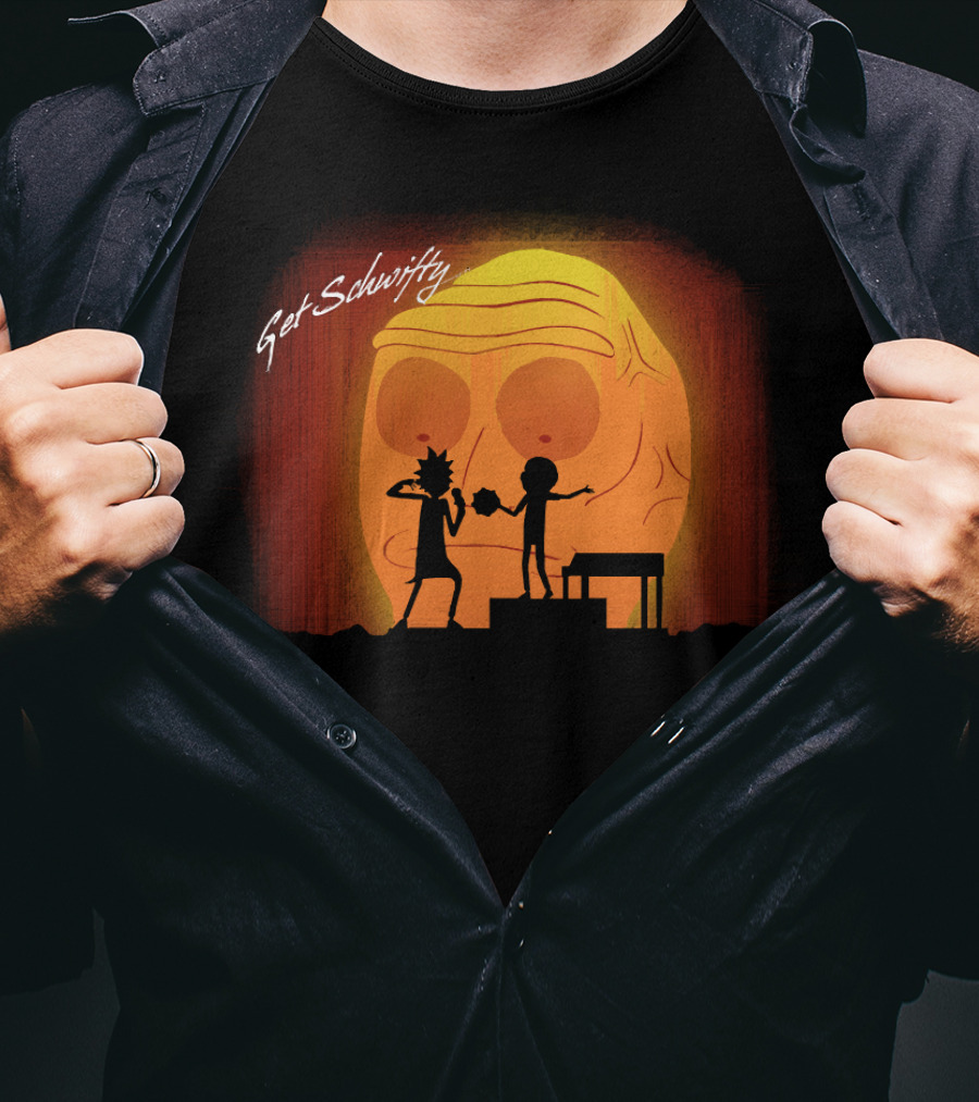 Get Schwifty Rick And Morty Concert Silhouette Against Giant Head T-Shirt