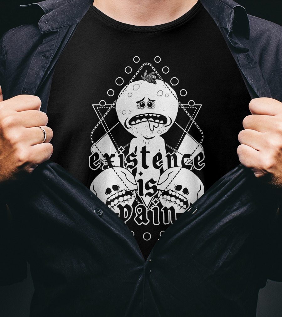 Mr. Meeseeks Existence Is Pain Skulls Geometric T-Shirt
