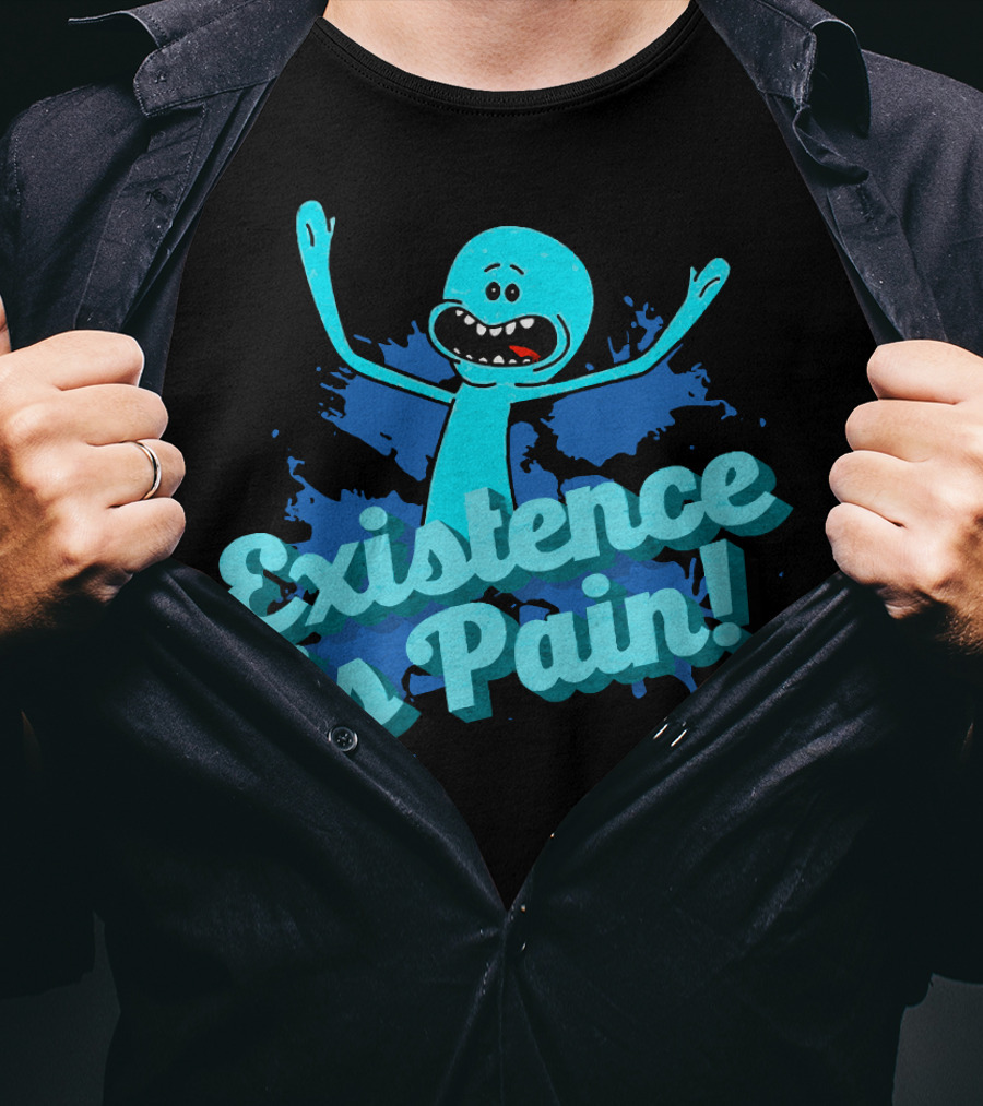 Mr. Meeseeks Existence Is Pain Blue Paint T-Shirt