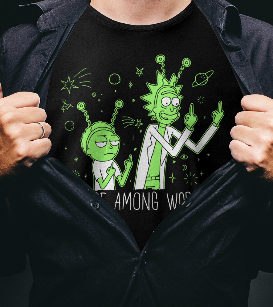 Peace Among Worlds Rick And Morty Alien Gesture T-Shirt