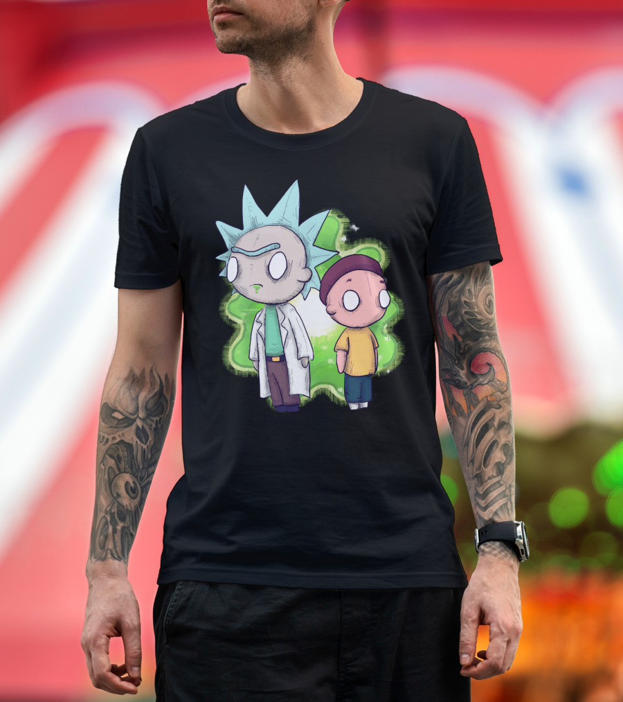 Plushie Rick and Morty Portal Background T-Shirt