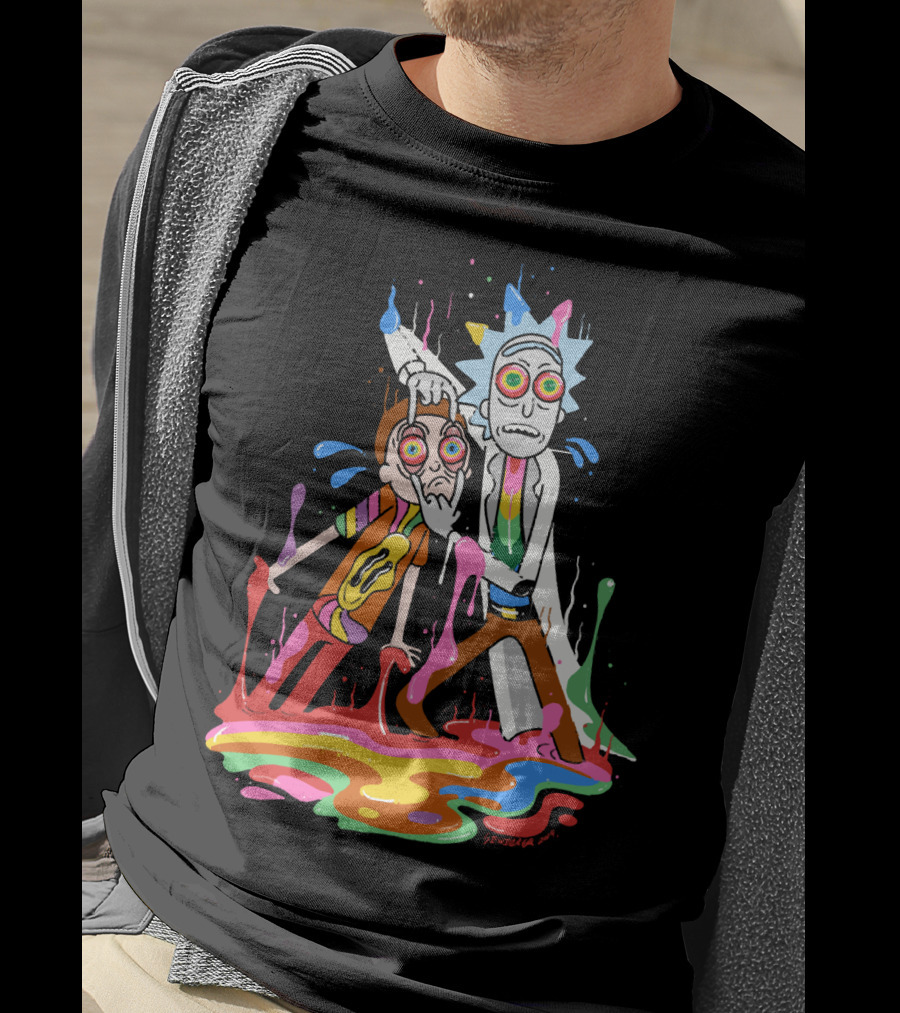 Rick Morty Tripp Psychedelic Adventure With Colorful Melting Portal T-Shirt