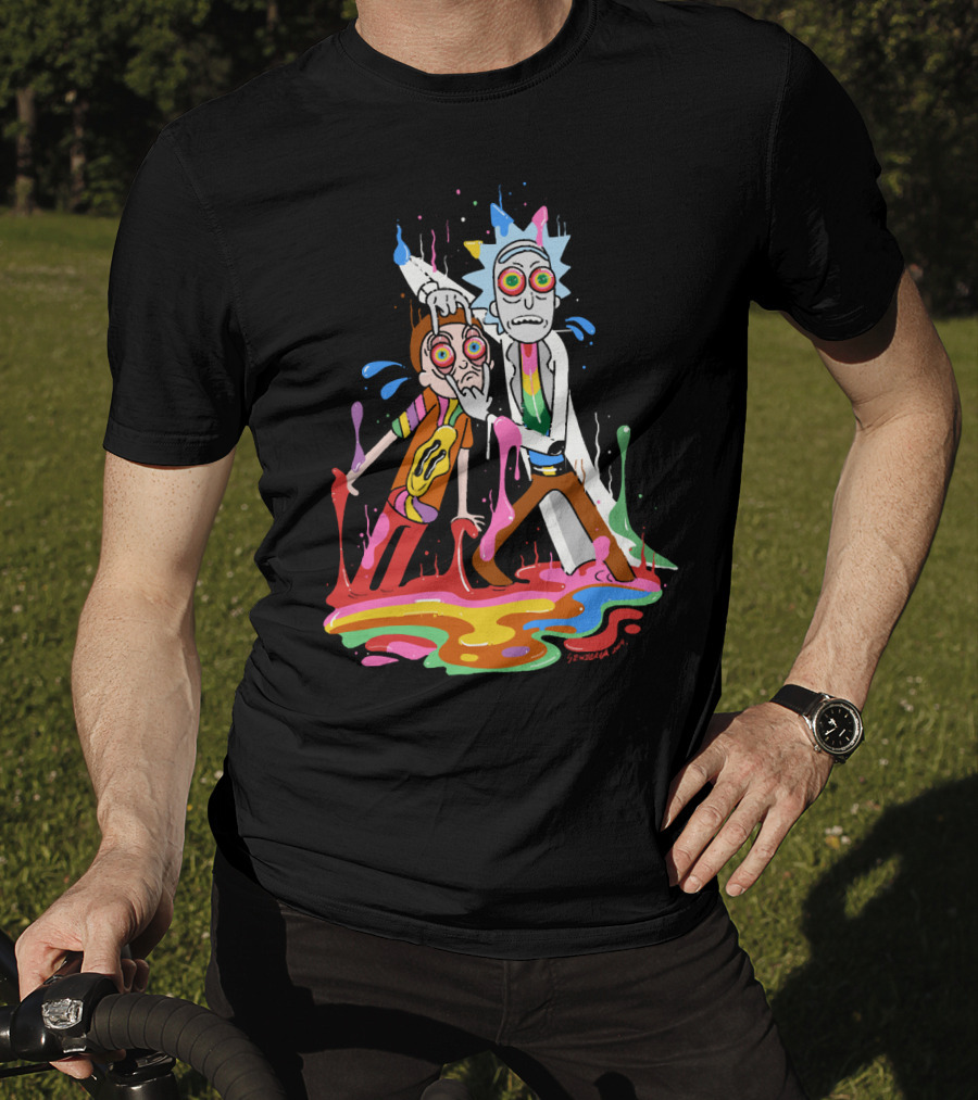 Rick Morty Tripp Psychedelic Adventure With Colorful Melting Portal T-Shirt