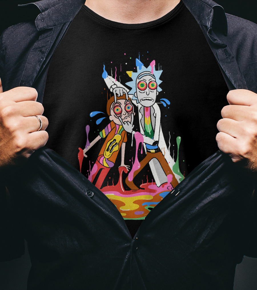 Rick Morty Tripp Psychedelic Adventure With Colorful Melting Portal T-Shirt