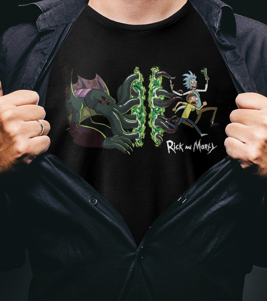 Rick And Morty Cthulhu Portal Chase Adventure T-Shirt