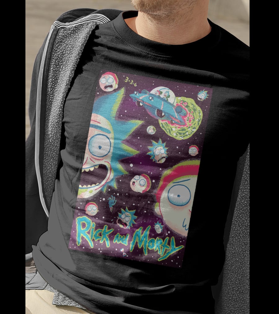 Rick And Morty Galaxy Adventure Cartoon Spaceship Outer Space 3-3-6 T-Shirt