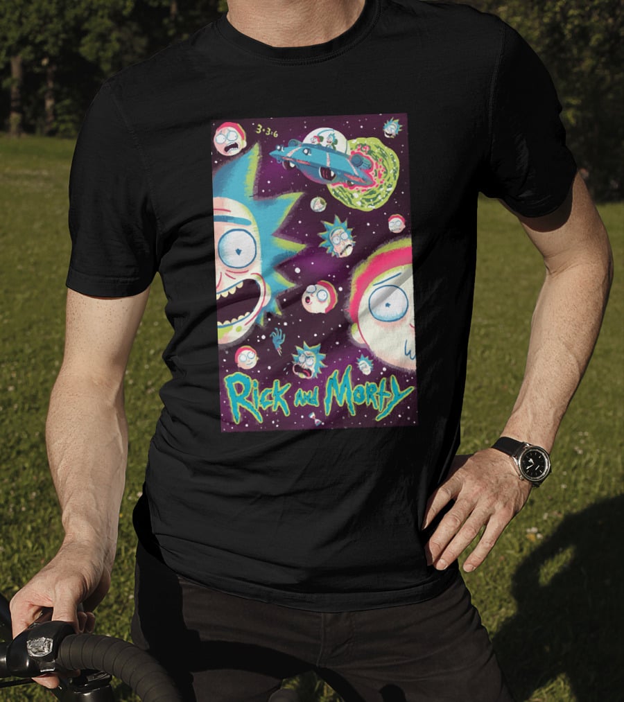 Rick And Morty Galaxy Adventure Cartoon Spaceship Outer Space 3-3-6 T-Shirt