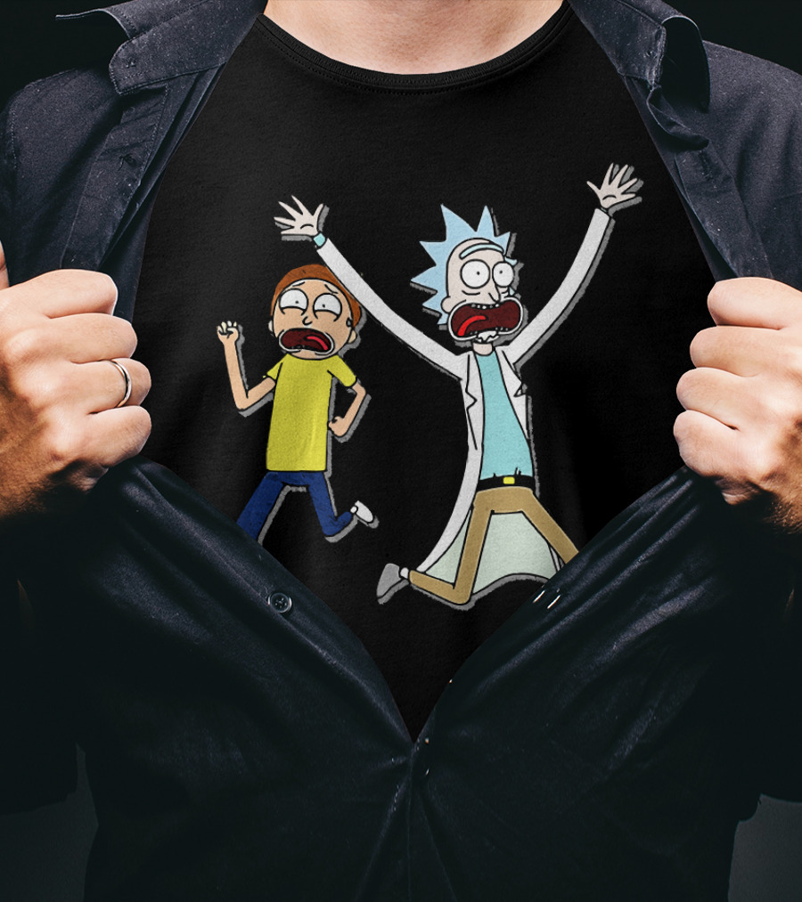 Rick And Morty Panic Running Animation T-Shirt