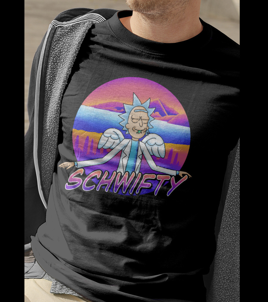 Rick And Morty Schwifty Angel Wings Psychedelic Sunset T-Shirt