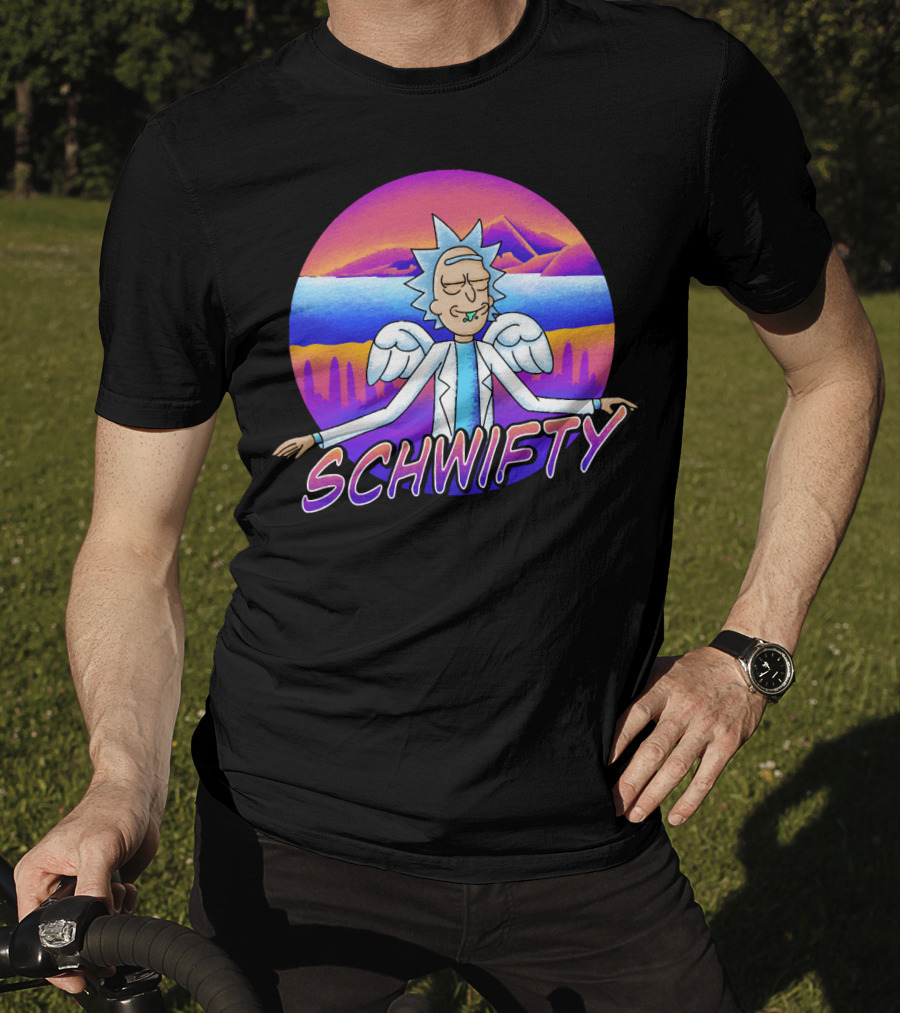 Rick And Morty Schwifty Angel Wings Psychedelic Sunset T-Shirt