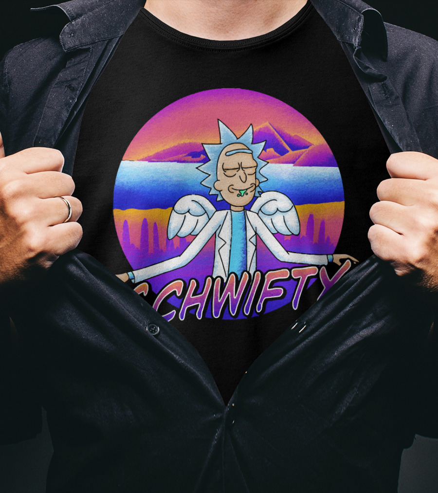 Rick And Morty Schwifty Angel Wings Psychedelic Sunset T-Shirt