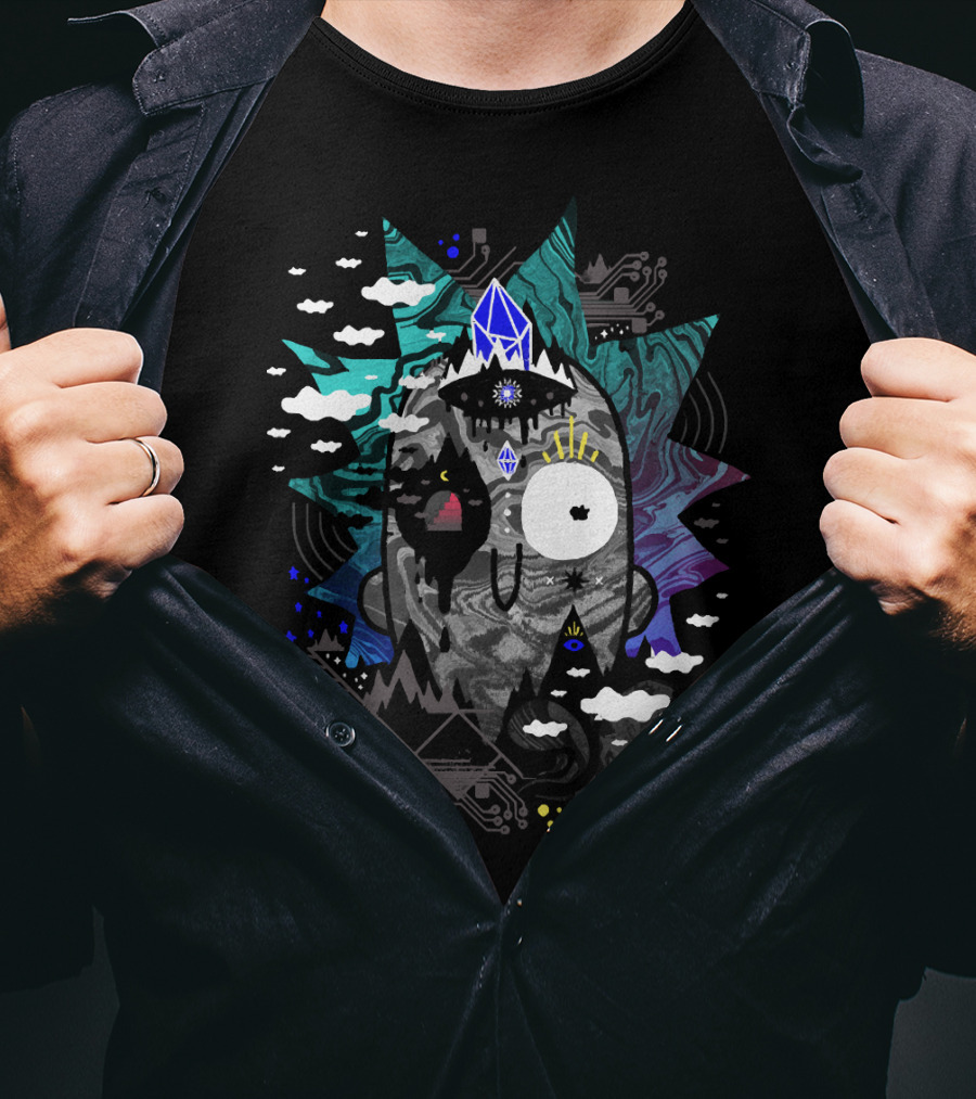 Rick Wrecked Trippy Psychedelic Crystal Vision T-Shirt