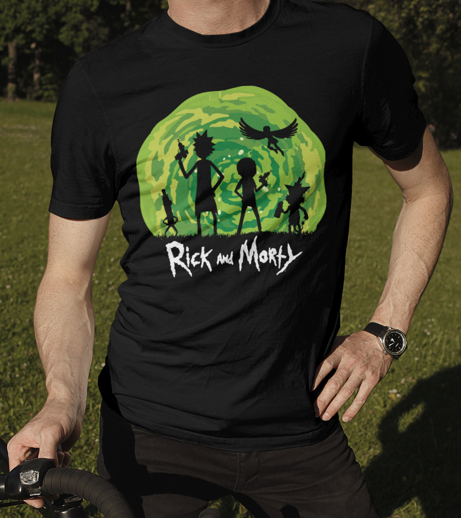 Rick And Morty Schwifty Patrol Silhouette Portal Adventure T-Shirt