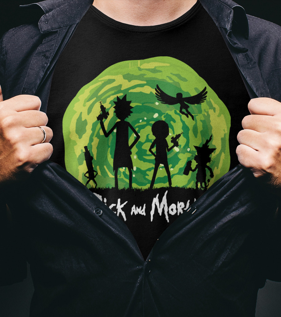 Rick And Morty Schwifty Patrol Silhouette Portal Adventure T-Shirt