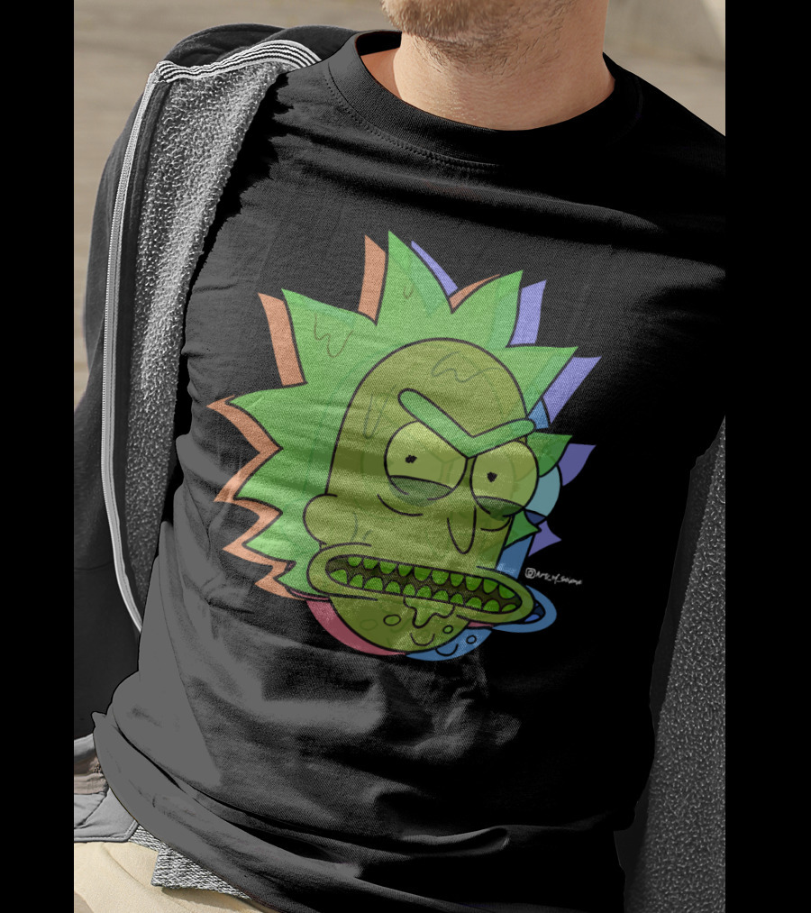 Toxic Rick Slime Face Multicolor Portal Fan T-Shirt