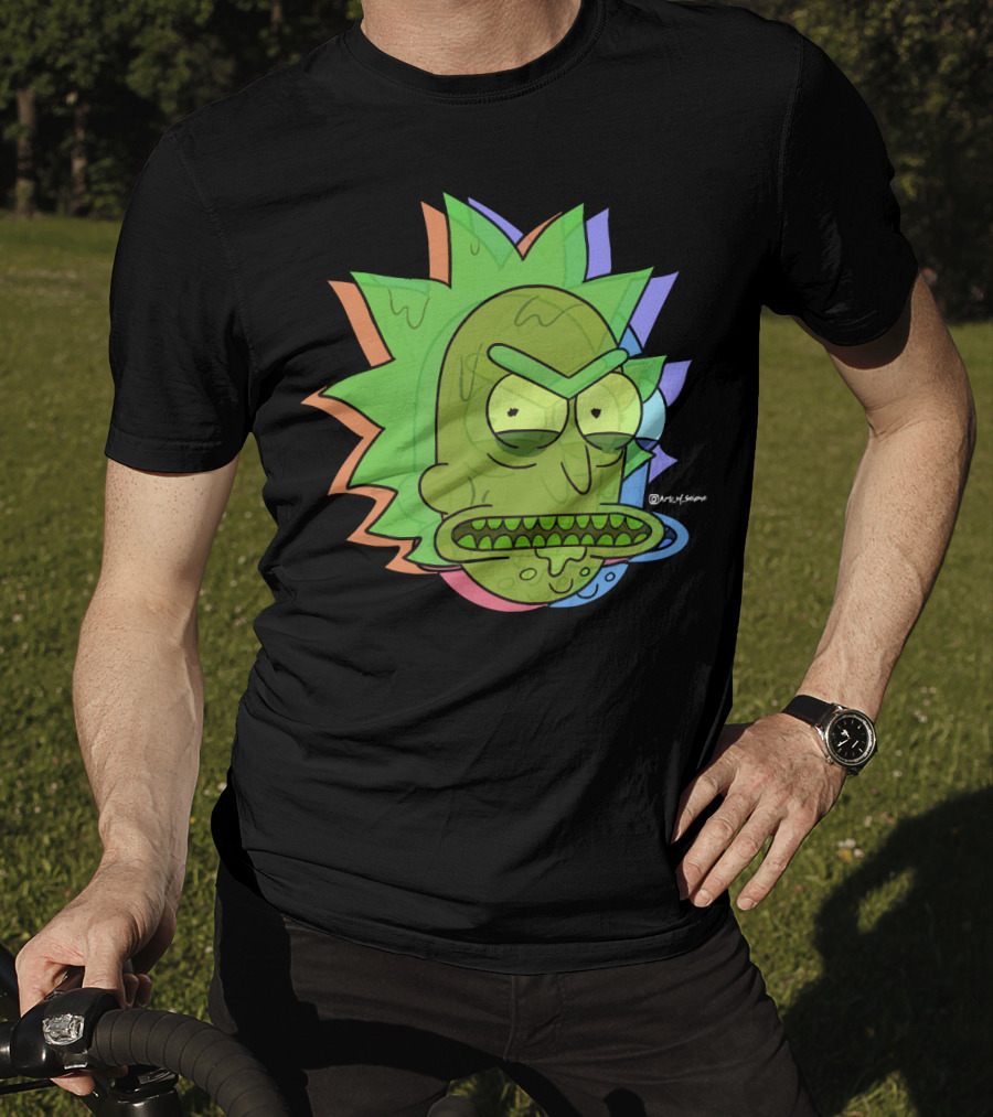 Toxic Rick Slime Face Multicolor Portal Fan T-Shirt