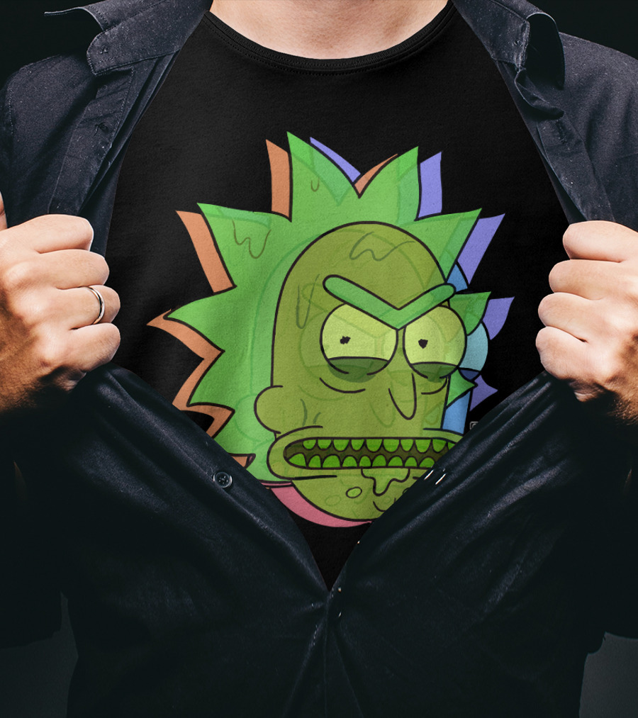 Toxic Rick Slime Face Multicolor Portal Fan T-Shirt