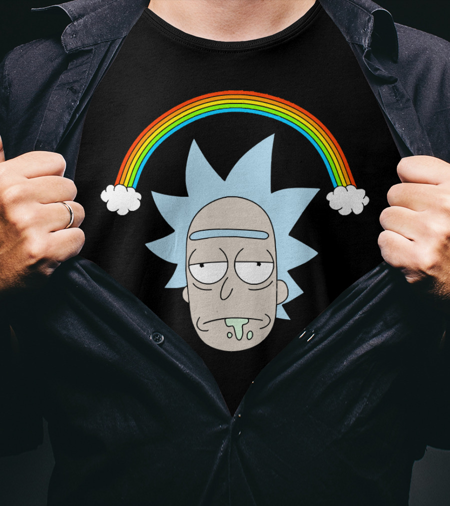 Rick Head With Rainbow And Clouds T-Shirt