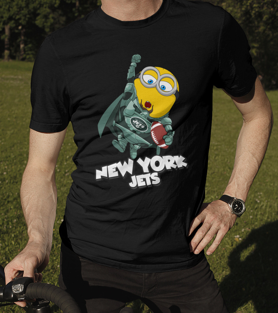New York Jets Minion Superhero Holding Football T-Shirt