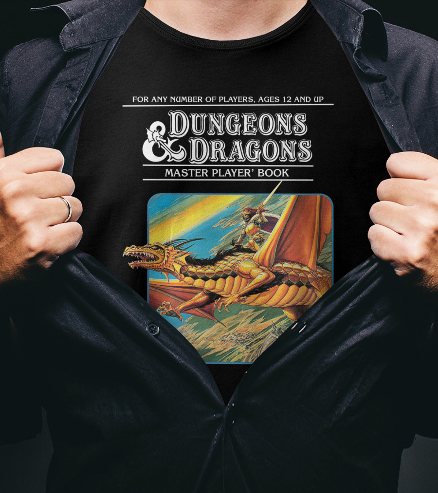 Dungeons And Dragons Master Player Book Vintage Dragon Rider Adventure T-Shirt
