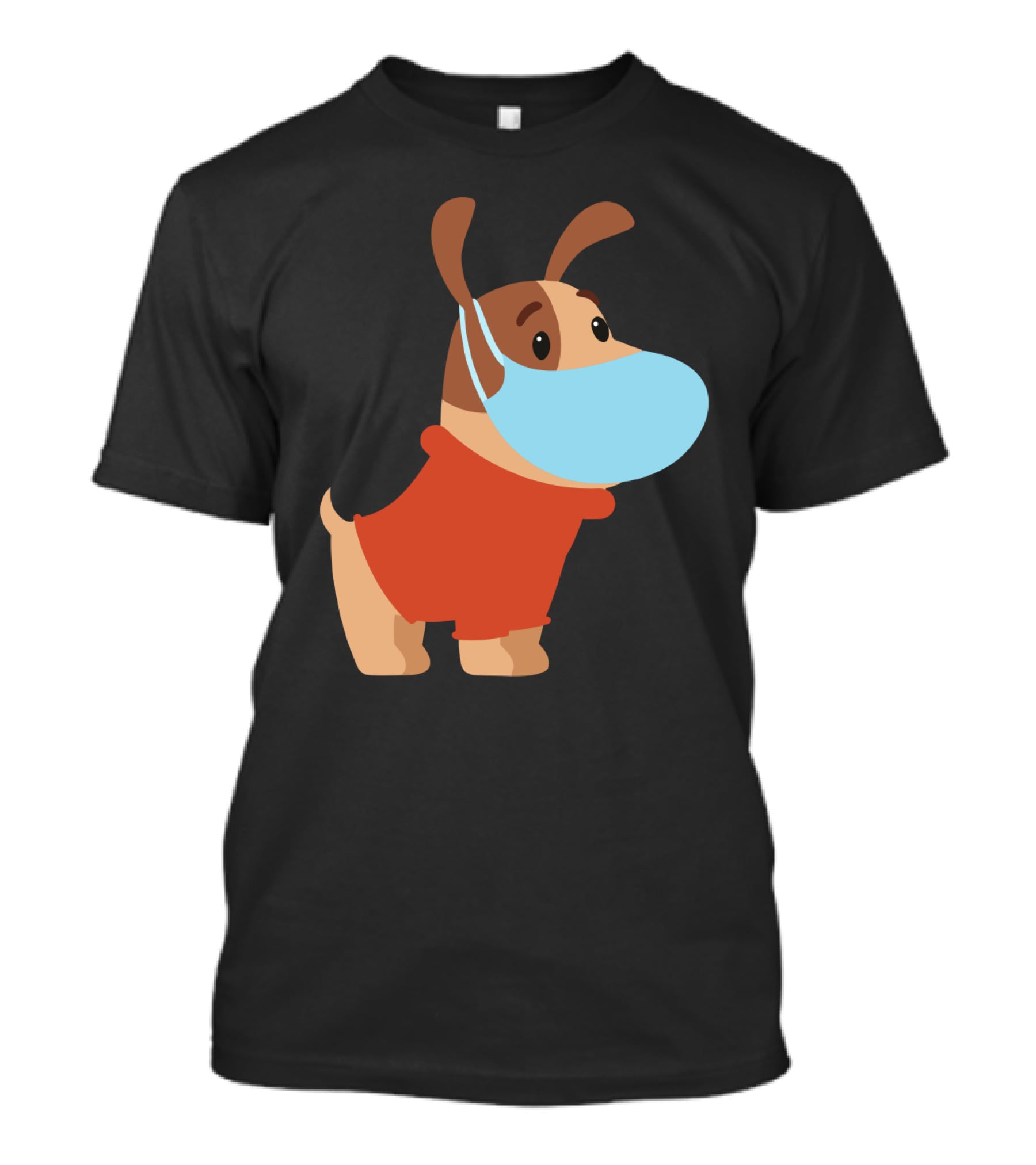 Dog With Mask In Red T-Shirt