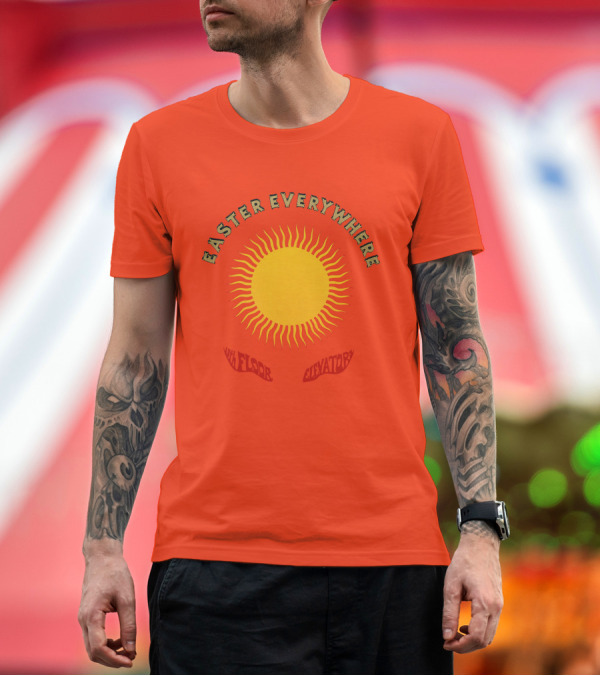 Premium T-Shirt: Easter Everywhere 13th Floor Elevators Sunburst Iconic Psychedelic Motif T-Shirt Easter Everywhere 13th Floor Elevators Sunburst Iconic Psychedelic Motif T-Shirt