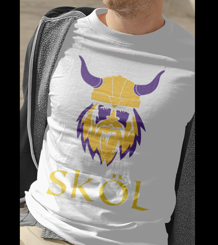 Viking Skol Helmet Scandinavian Warrior Iconic Purple And Gold Nordic T-Shirt
