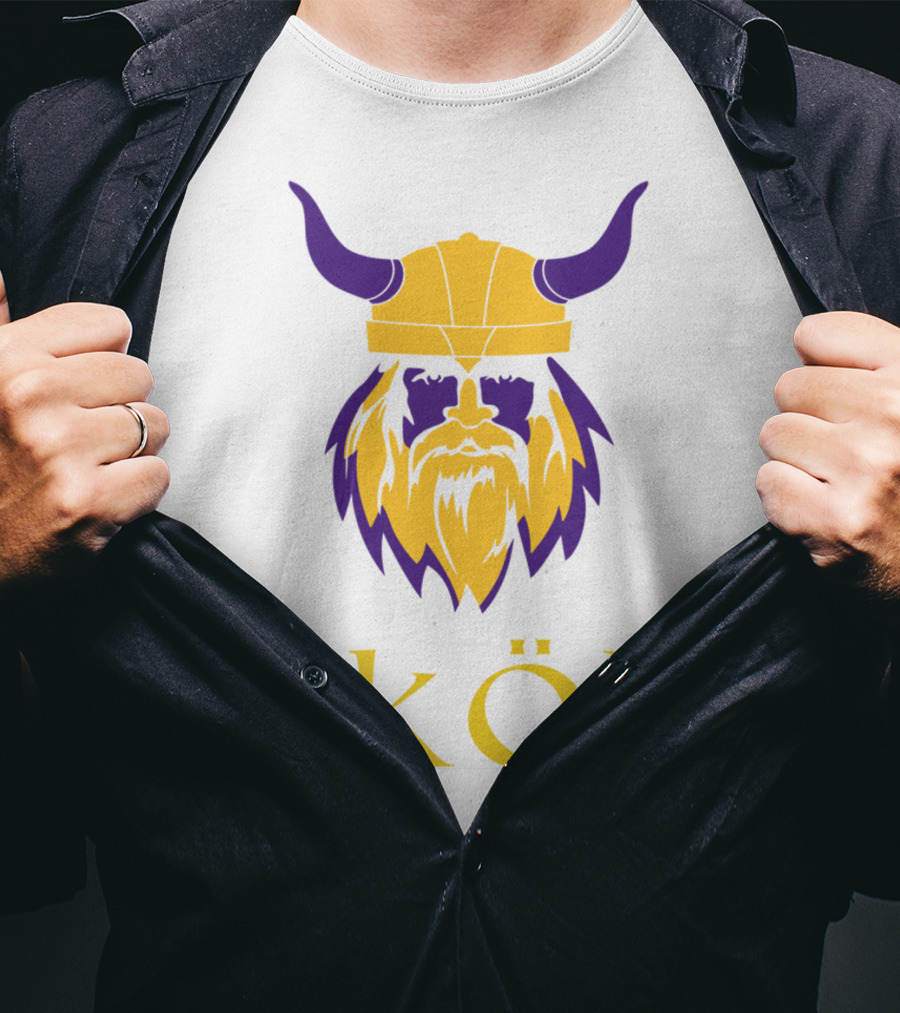 Viking Skol Helmet Scandinavian Warrior Iconic Purple And Gold Nordic T-Shirt