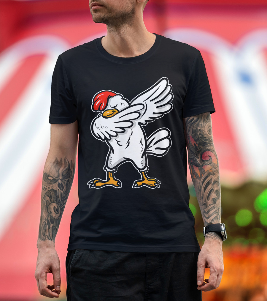Dabbing Chicken Icon with Red Comb and White Feathers T-Shirt