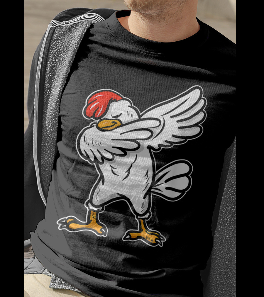 Dabbing Chicken Icon With Red Comb And White Feathers T-Shirt