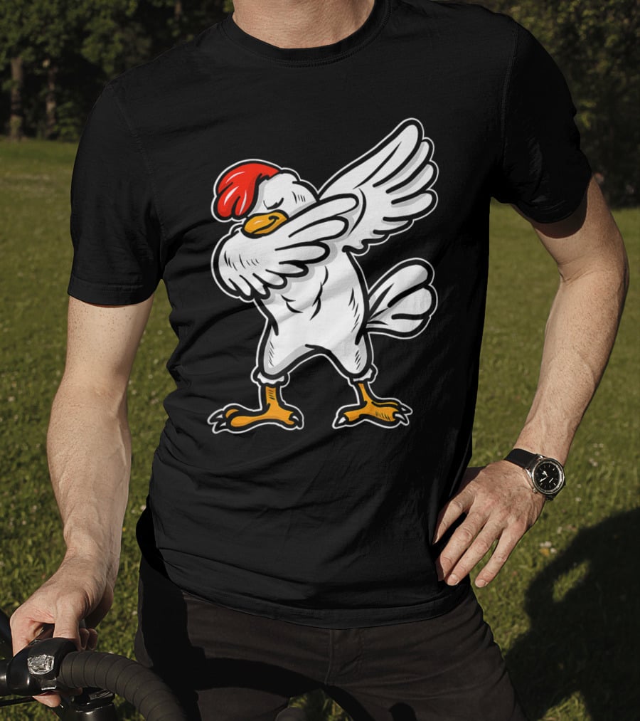 Dabbing Chicken Icon With Red Comb And White Feathers T-Shirt
