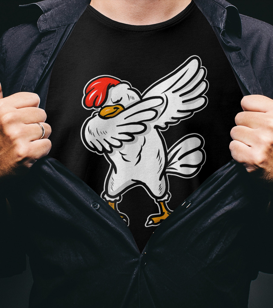 Dabbing Chicken Icon With Red Comb And White Feathers T-Shirt