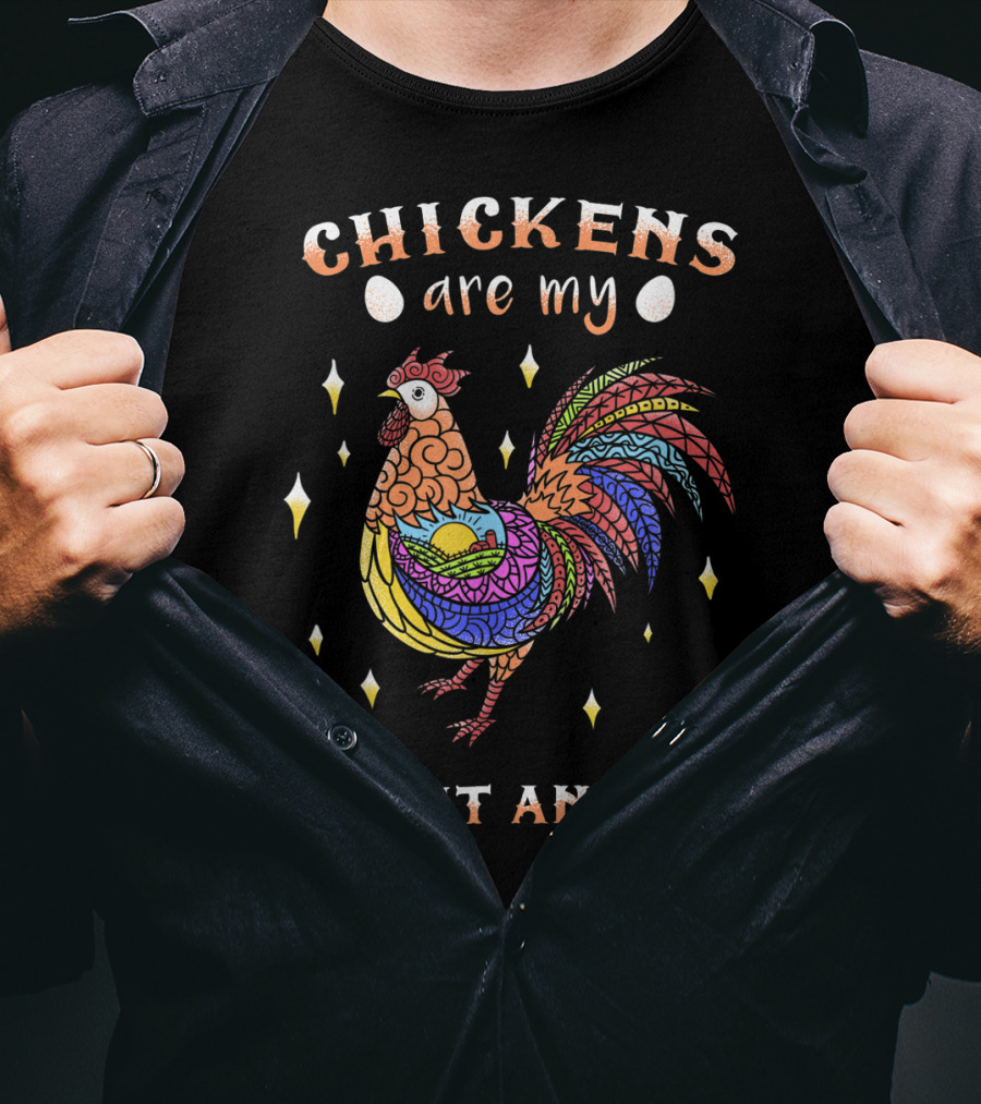 Chickens Are My Spirit Animal Colorful Rooster Farm Love Egg T-Shirt