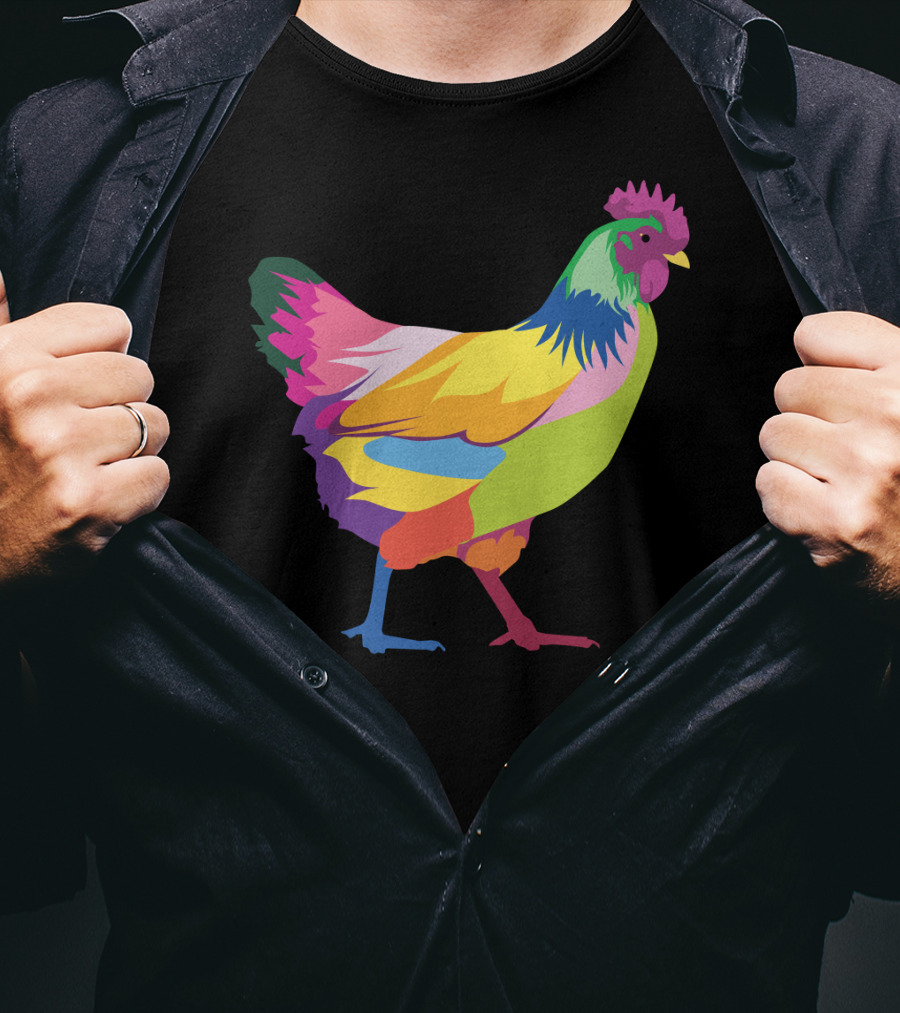 Colorful Rainbow Chicken Hen For Mama T-Shirt