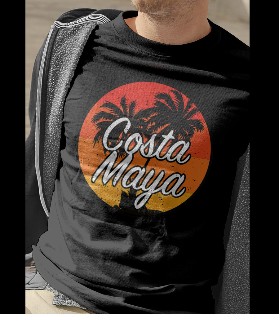 Costa Maya Mexico Vintage Sunset Palm Trees T-Shirt