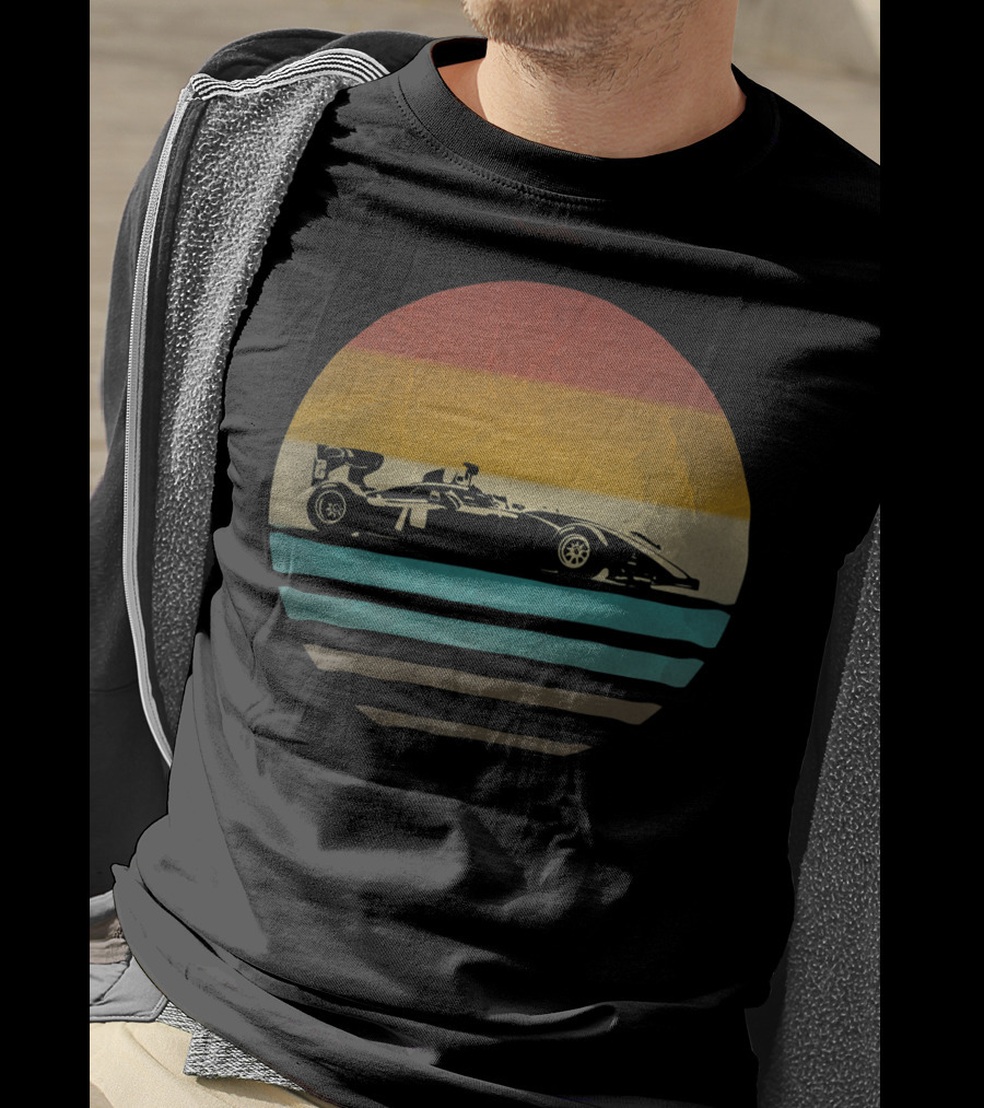 Formula Racing Vintage Sunset Retro Car Old School Racing T-Shirt