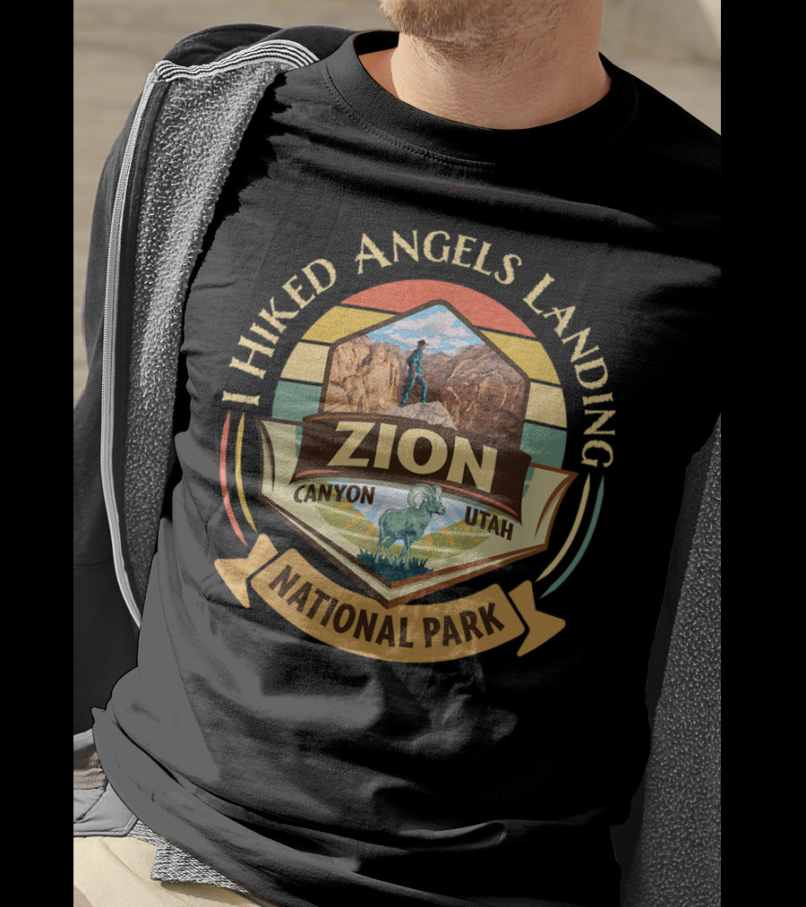 I Hiked Angels Landing Zion Canyon Utah National Park Vintage Sunset T-Shirt