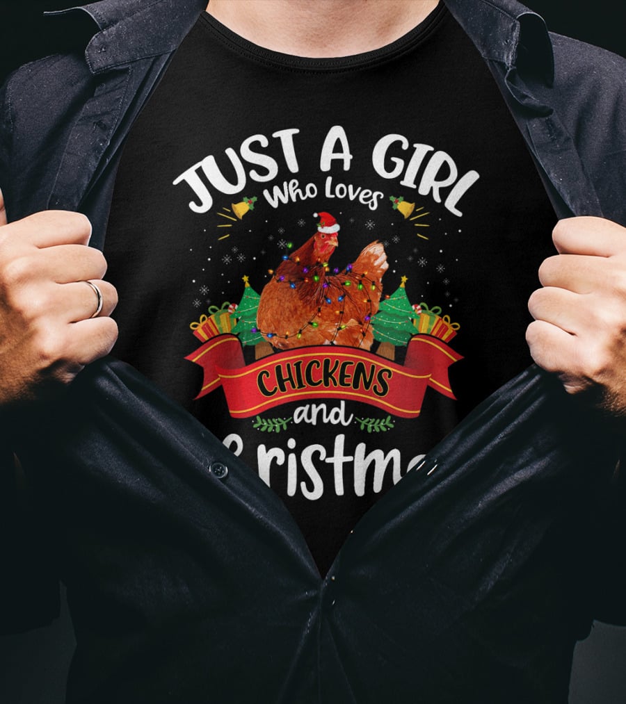 Just A Girl Who Loves Chickens And Christmas T-Shirt