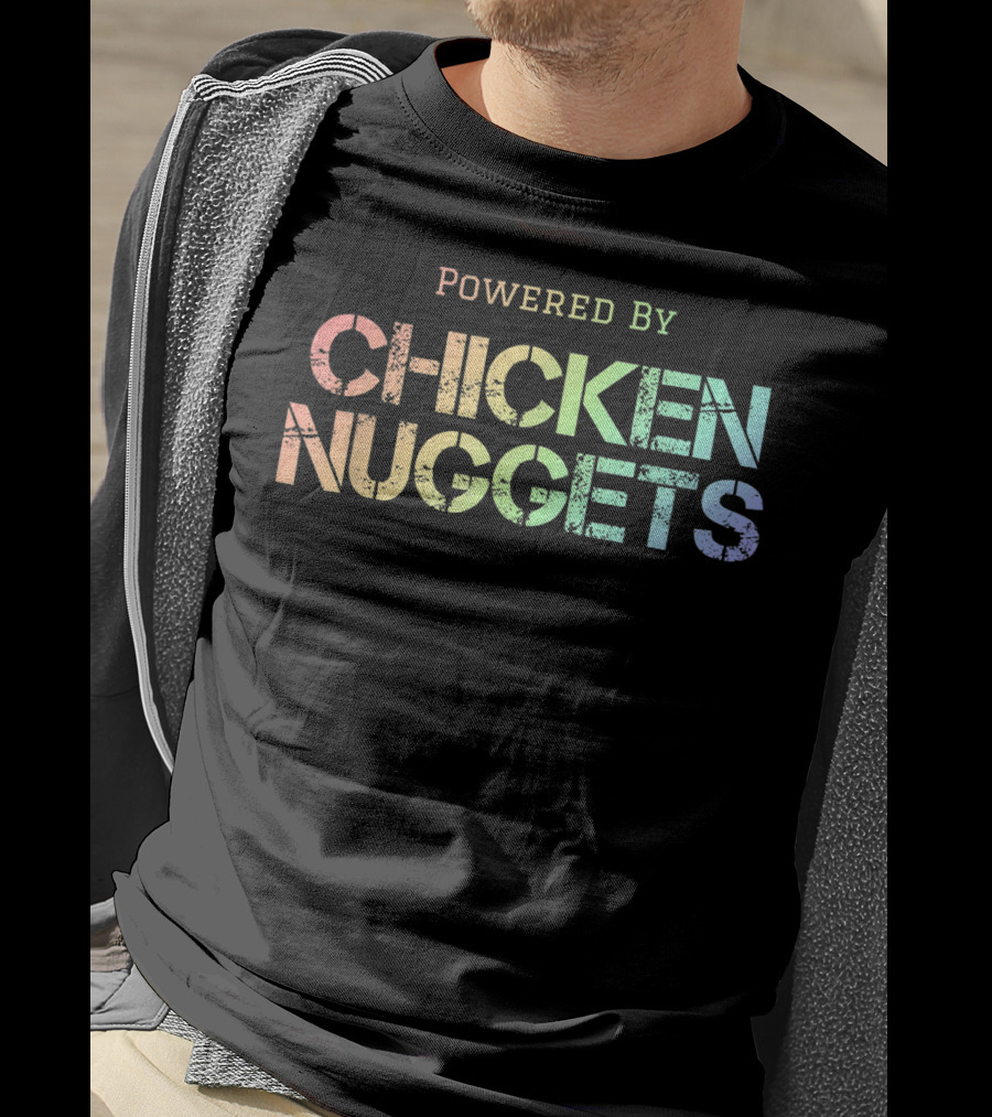 Powered By Chicken Nuggets Rainbow T-Shirt