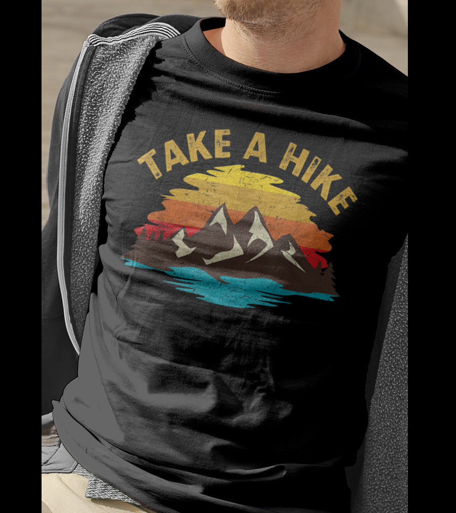 Take A Hike Vintage Style Sunset Mountains Nature T-Shirt
