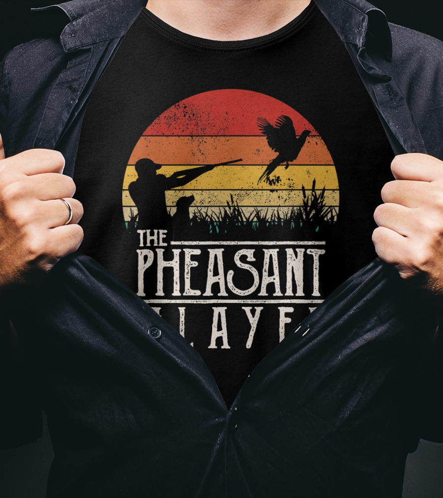 The Pheasant Slayer Vintage Sunset Hunting Scene T-Shirt