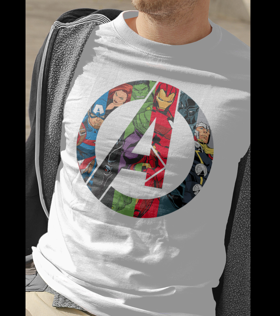 Avengers Assemble Icon With Captain America, Black Widow, Hulk, Iron Man, Black Panther, Thor T-Shirt