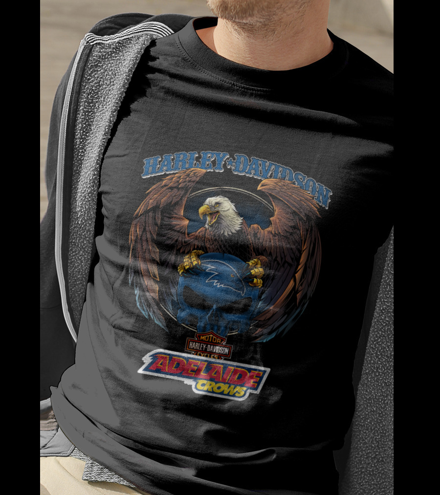 Harley Davidson Adelaide Crows Eagle Skull T-Shirt