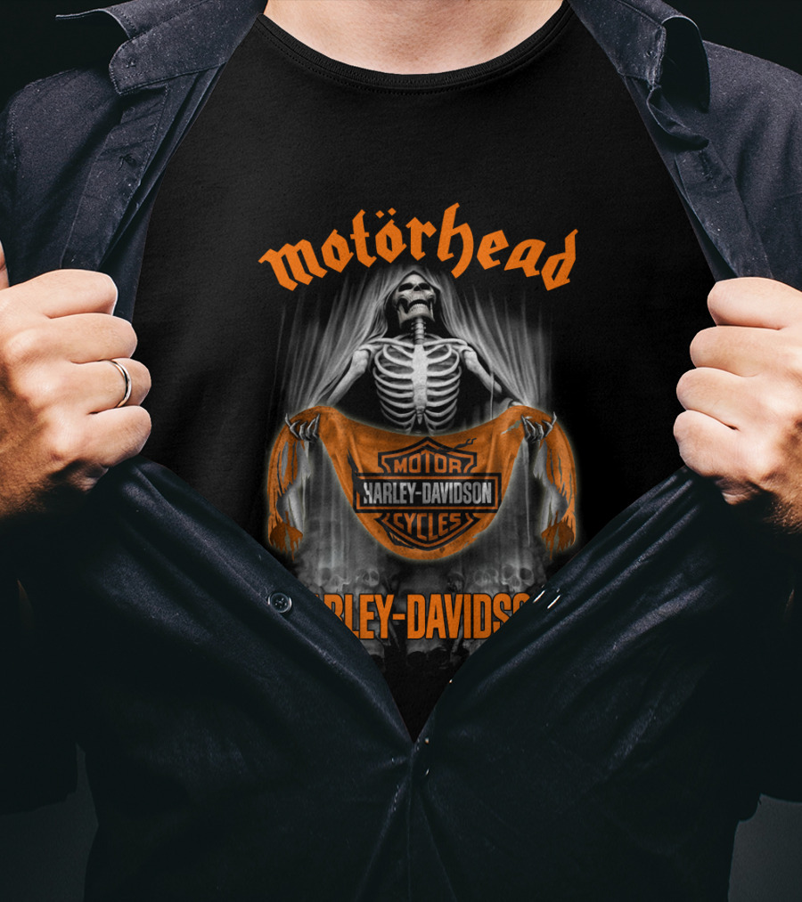 Motörhead Harley Davidson Skeleton Biker Theme T-Shirt