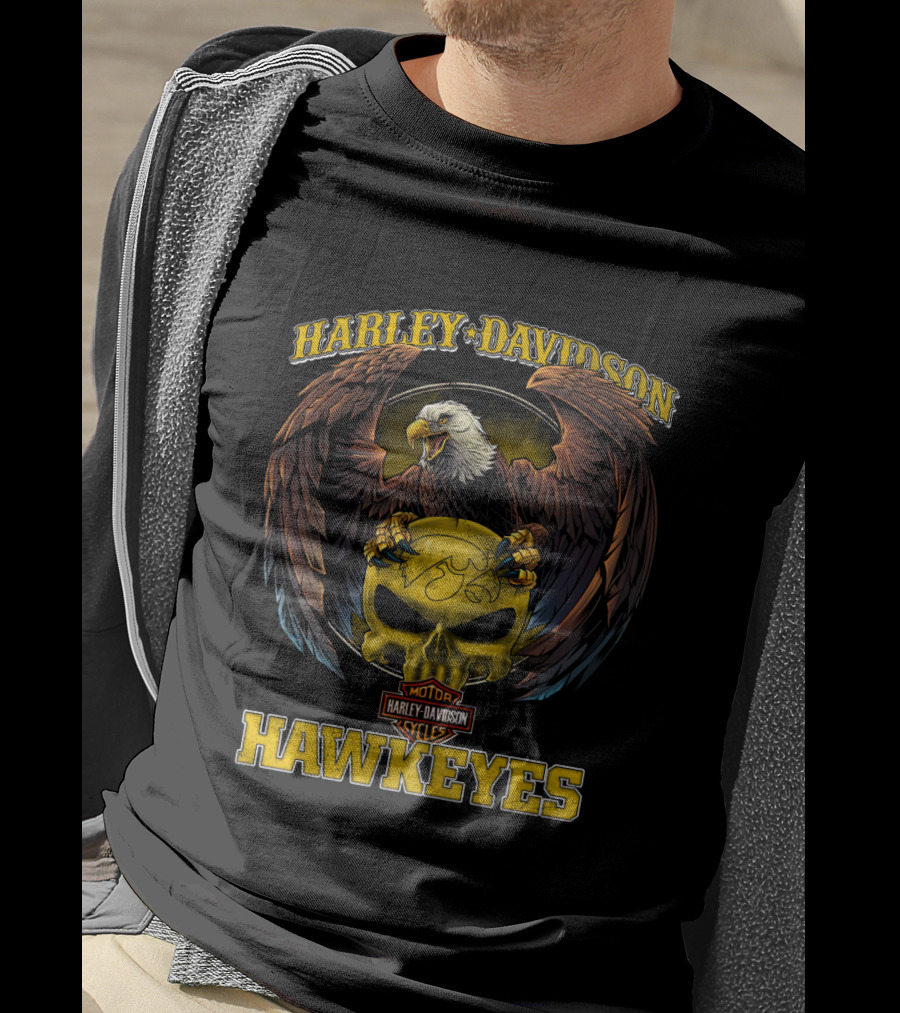 Harley Davidson Hawkeyes Eagle Skull T-Shirt