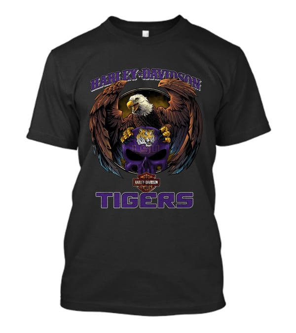 Harley Davidson Lsu Tigers Eagle Motor Cycles T-Shirt
