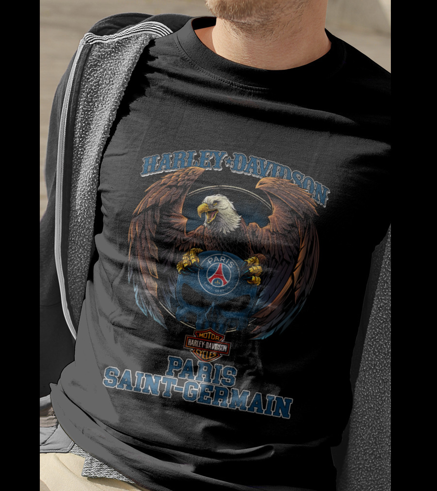 Harley Davidson Paris Saint-Germain Motor Cycles Eagle T-Shirt